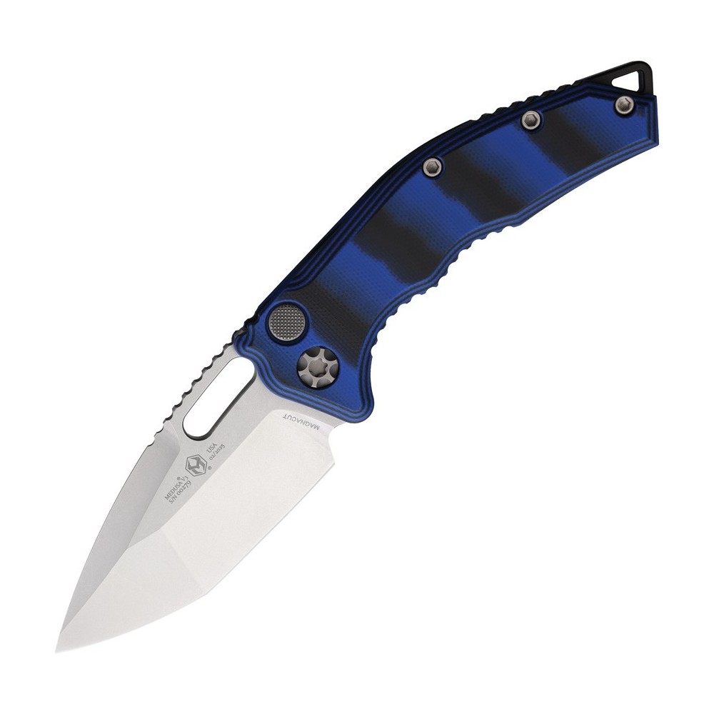 Heretic Knives Auto Medusa Button Lock Blue