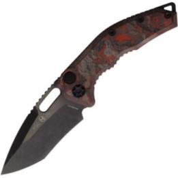 Heretic Knives Auto Medusa Button Lock RedCF