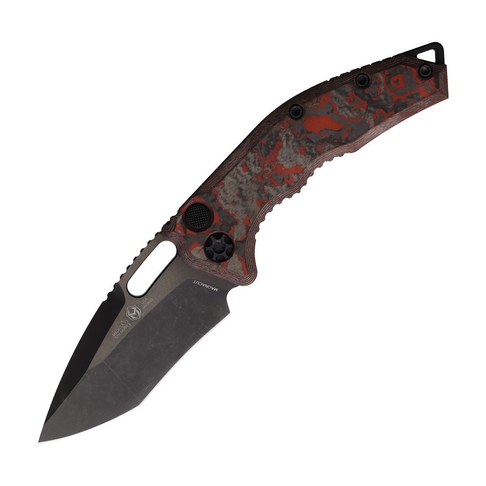 Heretic Knives Auto Medusa Button Lock RedCF