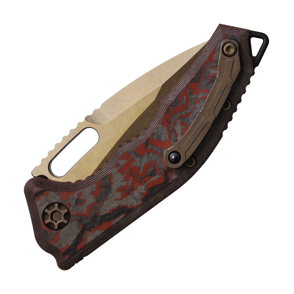 Heretic Knives Auto Medusa Button Lock RedCF
